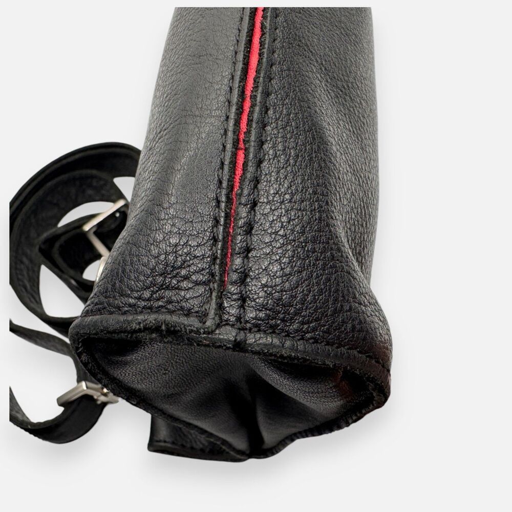Hammitt Tony Small Black Leather **Red Zip** Crossbody | Brushed Silver - Picture 5 of 14